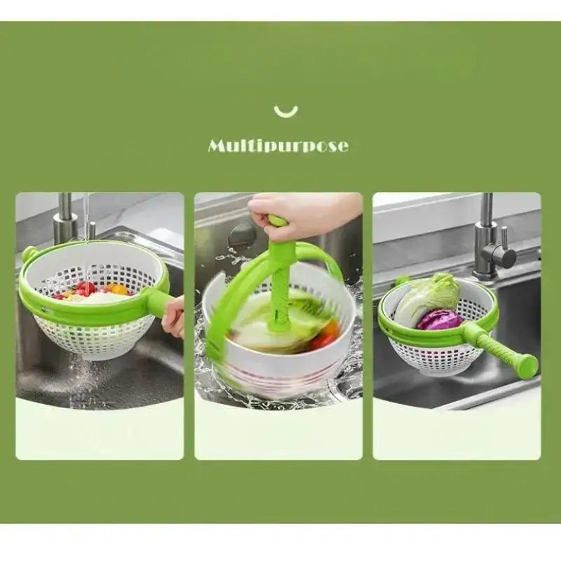 Rotating Drainage Basket Vegetable and Fruit Cleaning Basket Dehydration and Water Throwing Household Rotating Drainage Basket
