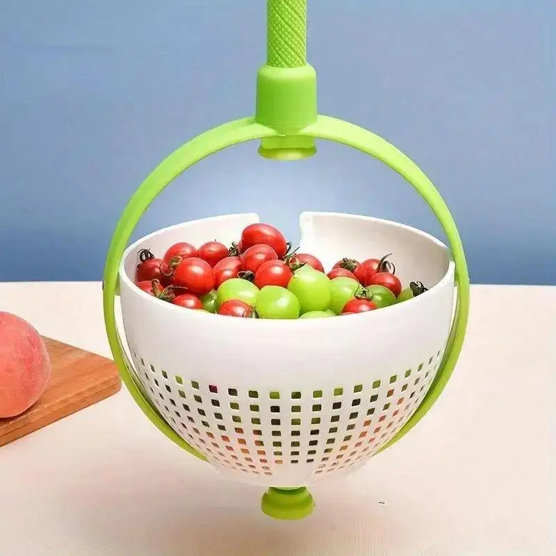 Rotating Drainage Basket Vegetable and Fruit Cleaning Basket Dehydration and Water Throwing Household Rotating Drainage Basket
