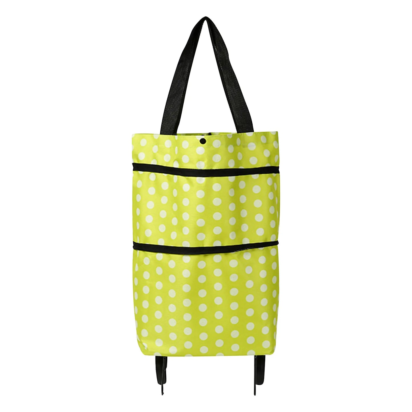 2-In-1 Foldable Shopping Cart Bag-Convertible Wheeled Trolley to Shoulder Bag Waterproof Oxford with Stand for Grocery/Market