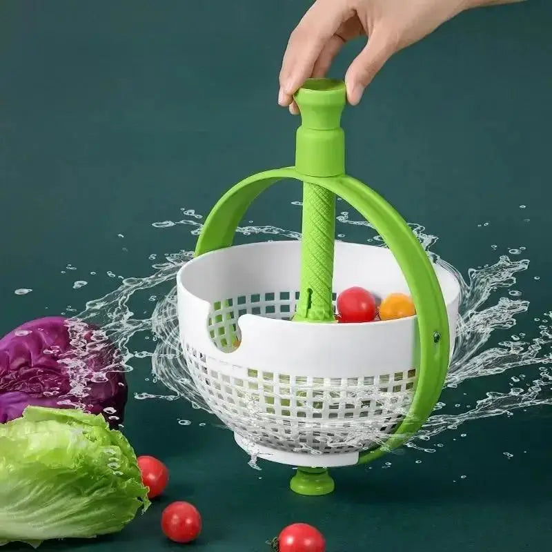 Rotating Drainage Basket Vegetable and Fruit Cleaning Basket Dehydration and Water Throwing Household Rotating Drainage Basket