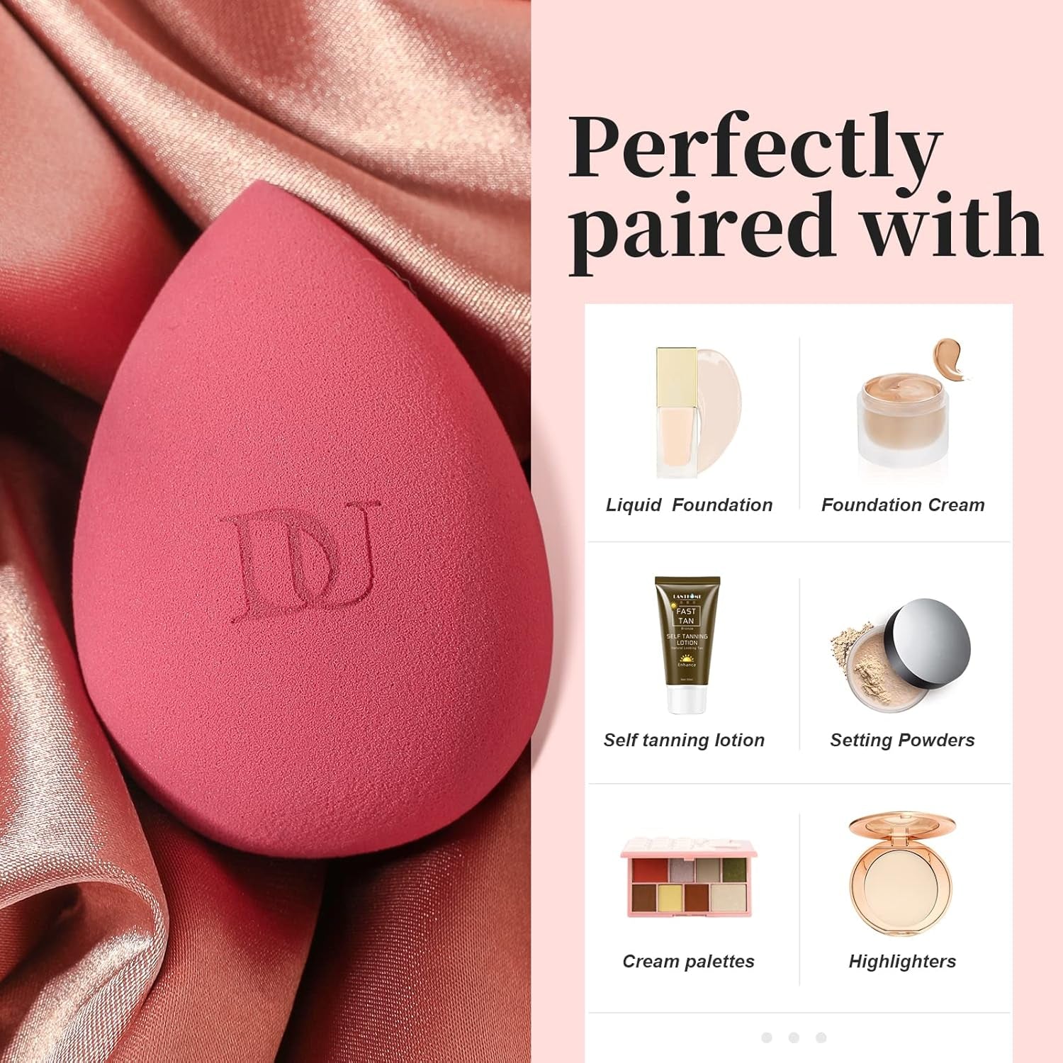 Makeup Blender Sponge for Blending Liquid Foundations, Powders and Creams. Flawless, Professional Streak Free Application Blend, Vegan, Cruelty Free