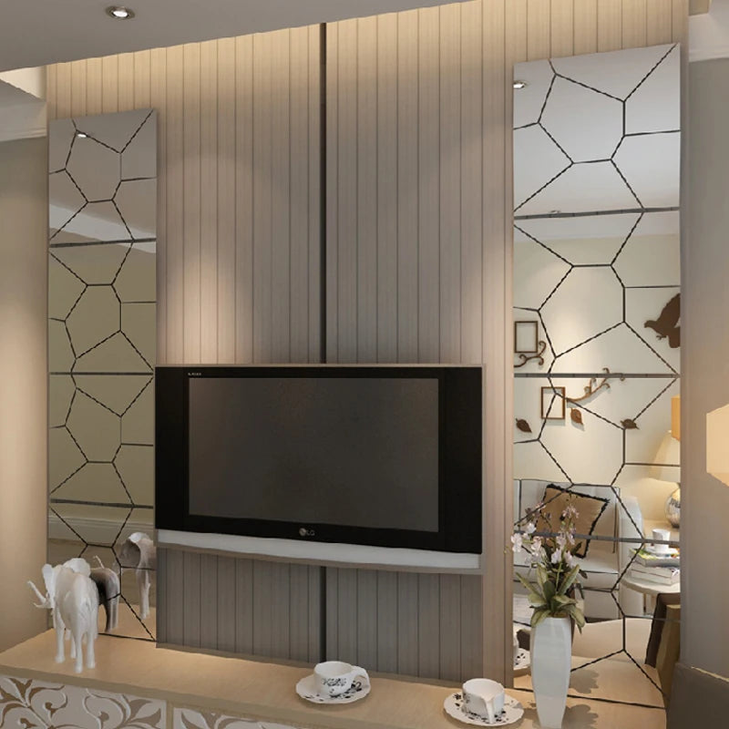 Mirror Wall Stickers 3D Acrylic Geometric Patterns Graphic Wall Stickers Background Wall Decor Home Wall Stickers Decoration