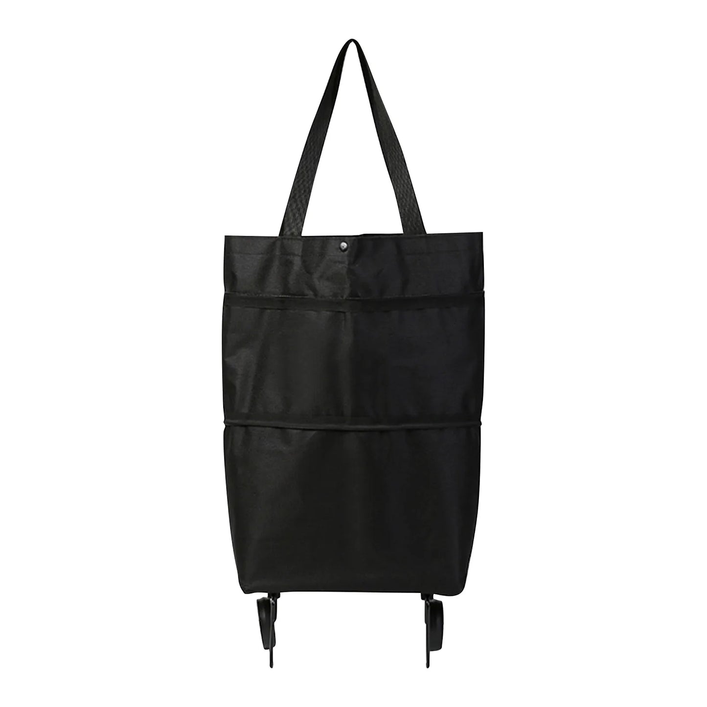 2-In-1 Foldable Shopping Cart Bag-Convertible Wheeled Trolley to Shoulder Bag Waterproof Oxford with Stand for Grocery/Market