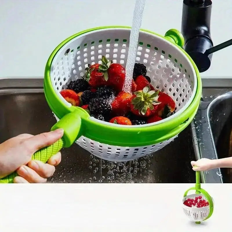 Rotating Drainage Basket Vegetable and Fruit Cleaning Basket Dehydration and Water Throwing Household Rotating Drainage Basket