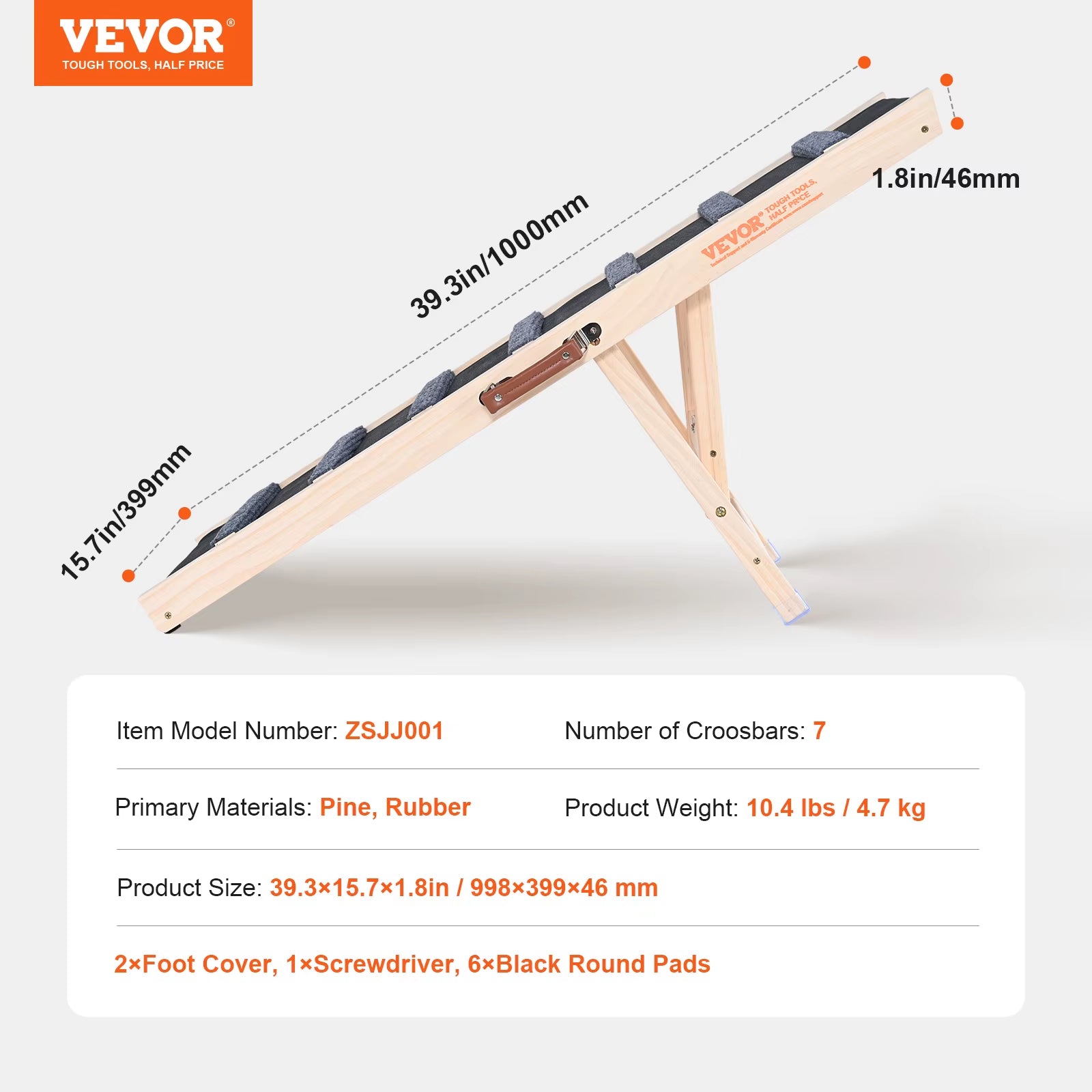 Dog Ramp Folding Ladder Anti-Slip High Adjustable Wooden Pet Ramp Removable for Small Old Dog Climbing Stairs Sofa Car