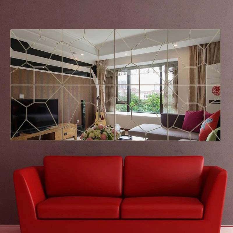 Mirror Wall Stickers 3D Acrylic Geometric Patterns Graphic Wall Stickers Background Wall Decor Home Wall Stickers Decoration