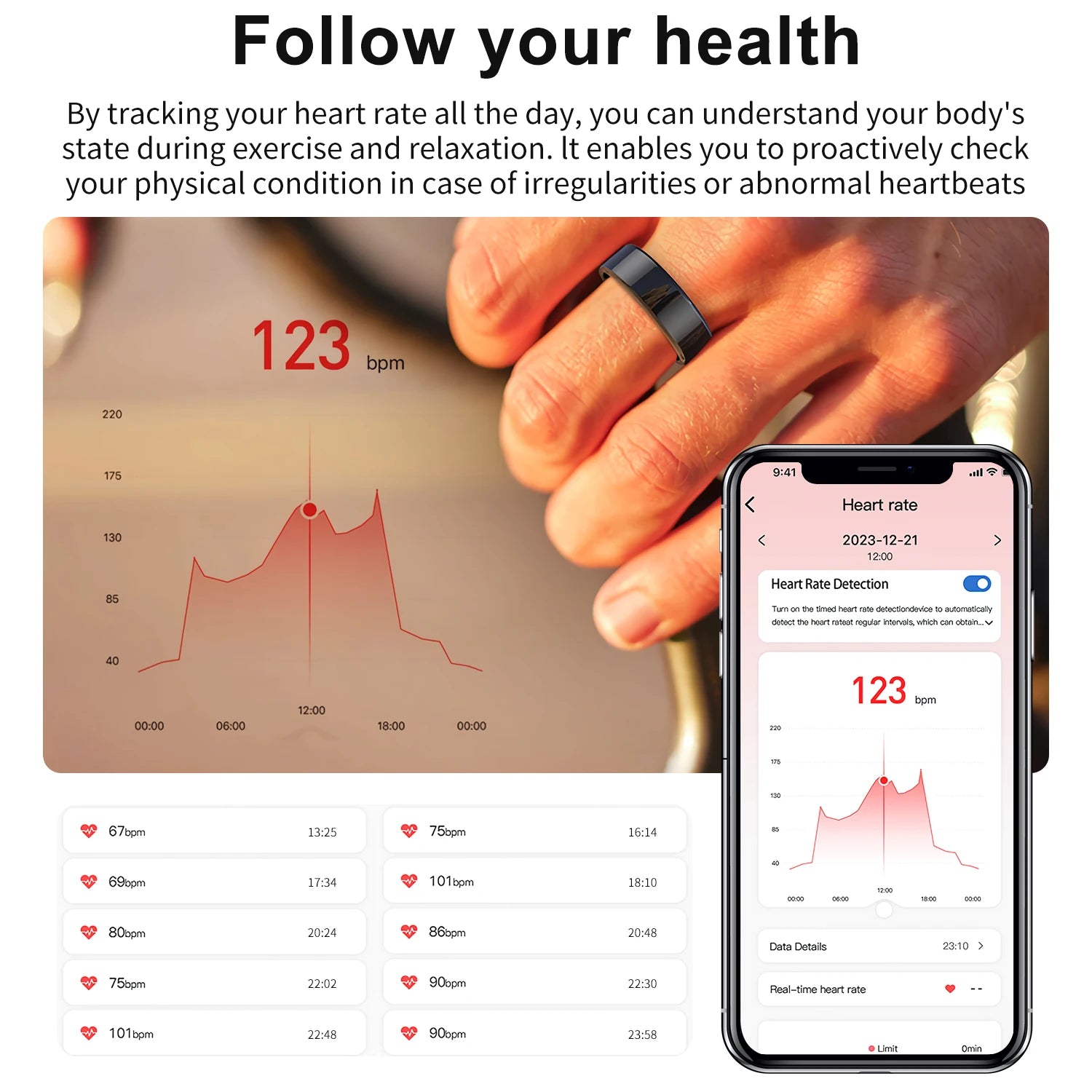 AMZMAX R02 Smart Ring Multi-Sports Modes Pedometer Fitness Tracker Health Monitoring IP68 Waterproof Military Grade Smart Ring