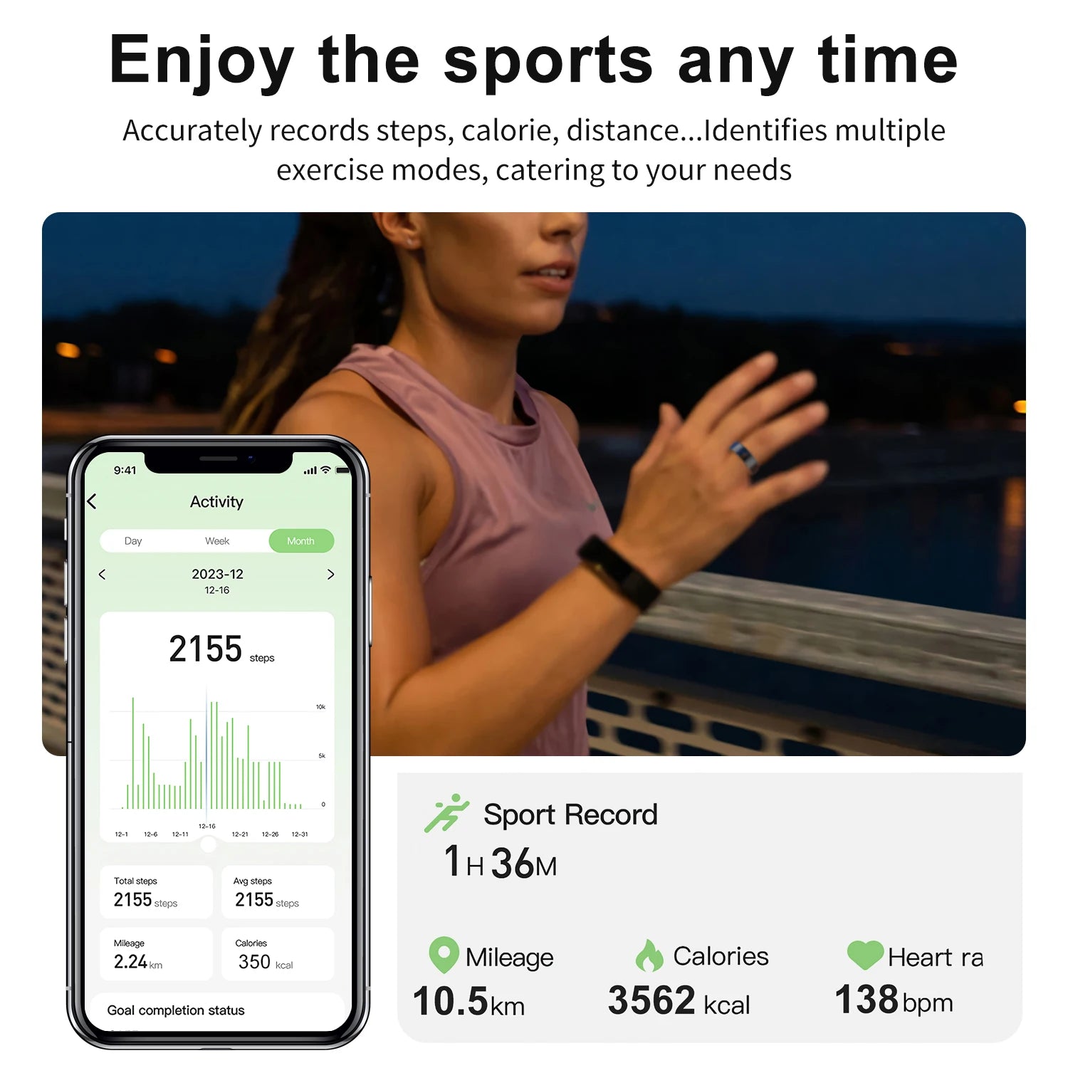 AMZMAX R02 Smart Ring Multi-Sports Modes Pedometer Fitness Tracker Health Monitoring IP68 Waterproof Military Grade Smart Ring